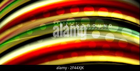 Multicolored wave lines on black background design. Multicolored wave lines on black background vector design Stock Vector
