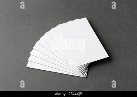 Business cards blank. Mockup on black background.  Copy space for text. Stock Photo