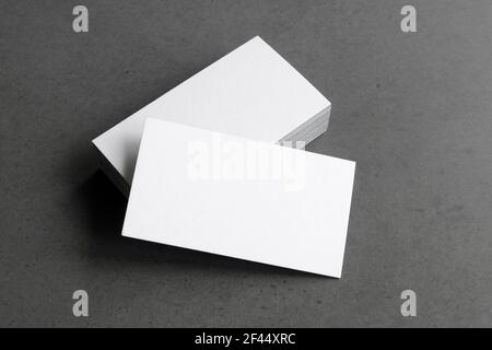 Business cards blank. Mockup on black background.  Copy space for text. Stock Photo