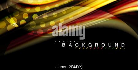 Multicolored wave lines on black background design. Multicolored wave lines on black background vector design Stock Vector
