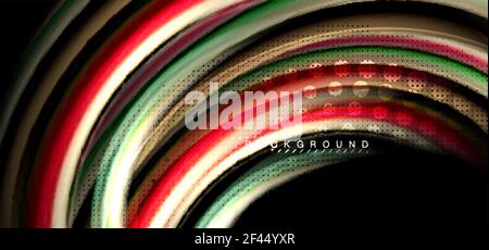 Multicolored wave lines on black background design. Multicolored wave lines on black background vector design Stock Vector
