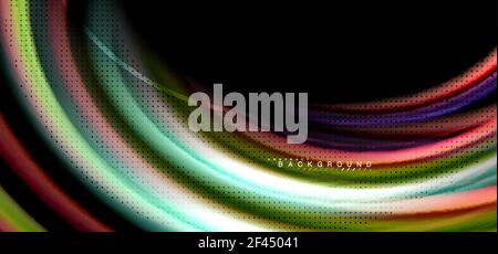 Multicolored wave lines on black background design. Multicolored wave lines on black background vector design Stock Vector