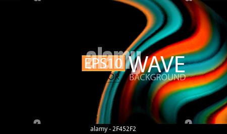 Abstract wave lines fluid rainbow style color stripes on black background. Artistic illustration for presentation, app wallpaper, banner or poster. Abstract wave lines fluid rainbow style color stripes on black background. Vector artistic illustration for presentation, app wallpaper, banner or poster Stock Vector