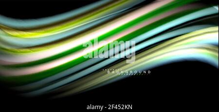Multicolored wave lines on black background design. Multicolored wave lines on black background vector design Stock Vector