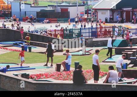 Crazy golf and splash pool at Queen's Park. Mablethorpe. Lincolnshire. England, UK Stock Photo