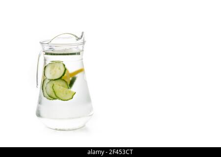 Sassy water or water with cucumber and lemon isolated on white background Stock Photo