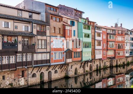 Houses of the city of Castres on Tarn river in Occitanie, France Stock Photo