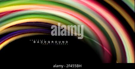 Multicolored wave lines on black background design. Multicolored wave lines on black background vector design Stock Vector