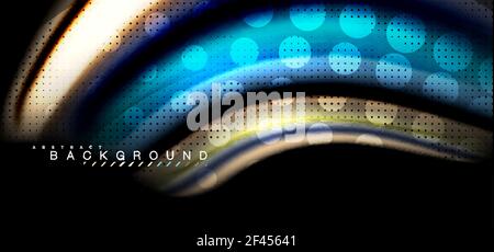 Multicolored wave lines on black background design. Multicolored wave lines on black background vector design Stock Vector