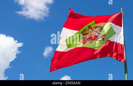 A low angle shot of a Santa Catarina state flag in Brazil Stock Photo