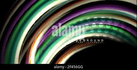 Multicolored wave lines on black background design. Multicolored wave lines on black background vector design Stock Vector