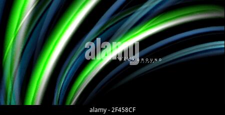 Multicolored wave lines on black background design. Multicolored wave lines on black background vector design Stock Vector