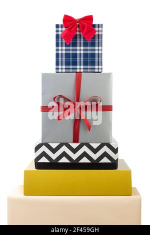Christmas tree made with gift boxes. Stock Photo