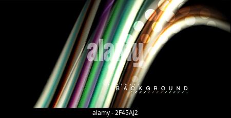 Multicolored wave lines on black background design. Multicolored wave lines on black background vector design Stock Vector