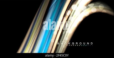 Multicolored wave lines on black background design. Multicolored wave lines on black background vector design Stock Vector