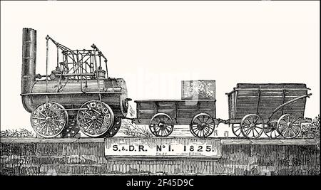 Locomotion No. 1, an early steam locomotive built in 1825 by Robert Stephenson and Company Stock Photo