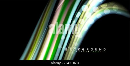 Multicolored wave lines on black background design. Multicolored wave lines on black background vector design Stock Vector
