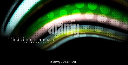 Multicolored wave lines on black background design. Multicolored wave lines on black background vector design Stock Vector