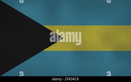 Bahamas flag with waving grunge texture. Vector background. Stock Vector