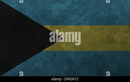 Bahamas flag with waving grunge texture. Vector background. Stock Vector
