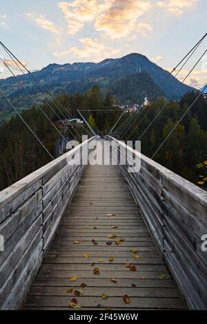 a long tree bridge in th mountains Stock Photo