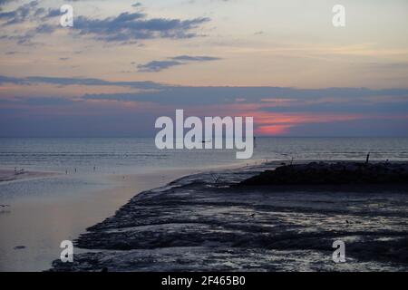 Beautiful sunset at Kampung kuala Kuar Jawa fishing village, Alor setar, Kedah. Stock Photo