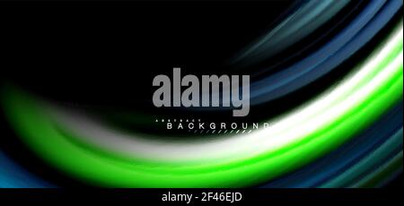 Multicolored wave lines on black background design. Multicolored wave lines on black background vector design Stock Vector