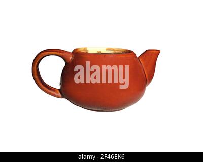 Old tea pot on white Background with clipping path for work Stock Photo