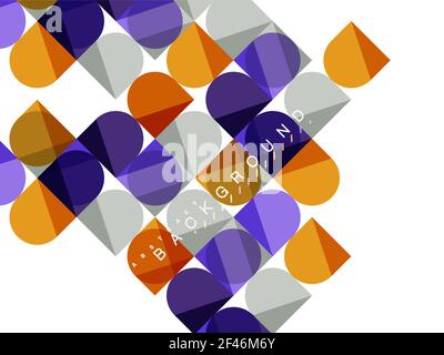 Round square geometric shapes on white, tile mosaic abstract background. Round square geometric shapes on white, tile mosaic abstract background. Vector artistic illustration for presentation, app wallpaper, banner or poster Stock Vector