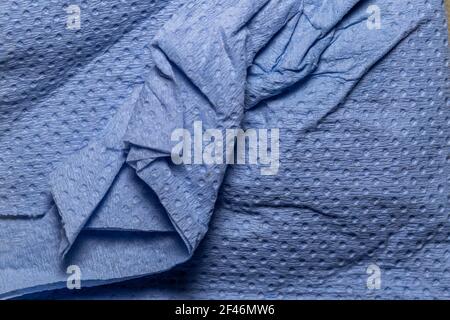 Blue Dotted Wrinkled Plain Paper Background Stock Photo