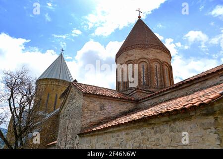 GEORGIA ANANURI Ananuri is an architectural complex, consisting of a castle with crenellated walls,and two churches: the old church of the Dormition Stock Photo