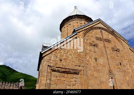 GEORGIA ANANURI Ananuri is an architectural complex, consisting of a castle with crenellated walls,and two churches: the old church of the Dormition Stock Photo