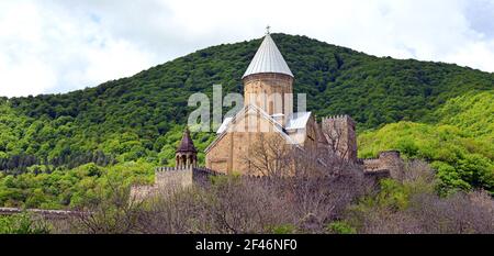 GEORGIA ANANURI Ananuri is an architectural complex, consisting of a castle with crenellated walls,and two churches: the old church of the Dormition Stock Photo