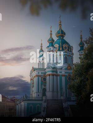 St. Andrew's church at sunset - Kiev, Ukraine Stock Photo