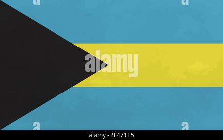 Bahamas flag with waving grunge texture. Vector background. Stock Vector