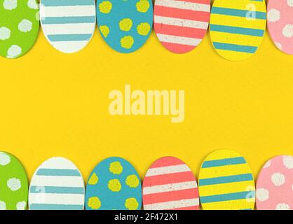 Easter eggs border bottom and upper, colorful flat decoration for celebrations Stock Photo