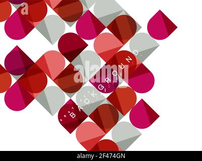 Round square geometric shapes on white, tile mosaic abstract background. Round square geometric shapes on white, tile mosaic abstract background. Vector artistic illustration for presentation, app wallpaper, banner or poster Stock Vector