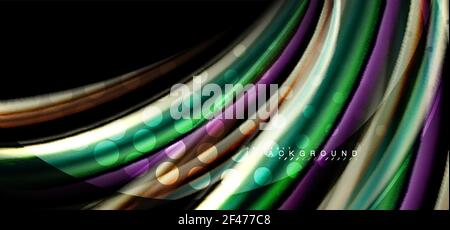 Multicolored wave lines on black background design. Multicolored wave lines on black background vector design Stock Vector