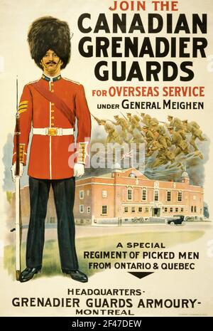 A first world war recruitment poster for the Canadian Grendier Guards Stock Photo