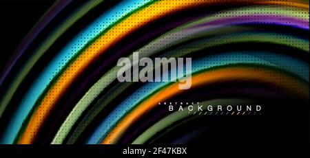 Multicolored wave lines on black background design. Multicolored wave lines on black background vector design Stock Vector