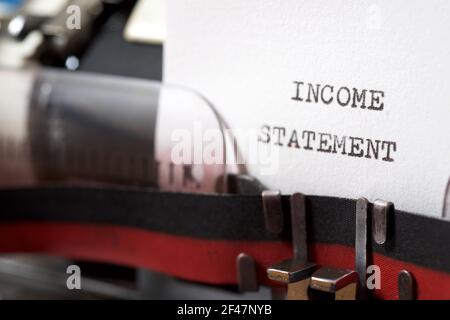 Typewriter Statement Income statement phrase written with a typewriter Stock Photo - Alamy