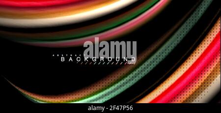 Multicolored wave lines on black background design. Multicolored wave lines on black background vector design Stock Vector