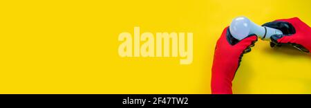 Electrical installation measuring instruments tools on a yellow background with copy space. place for text. Selective focus Stock Photo