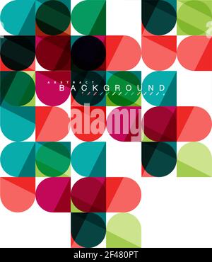 Round square geometric shapes on white, tile mosaic abstract background. Round square geometric shapes on white, tile mosaic abstract background. Vector artistic illustration for presentation, app wallpaper, banner or poster Stock Vector