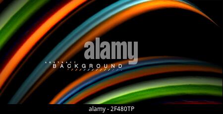 Multicolored wave lines on black background design. Multicolored wave lines on black background vector design Stock Vector