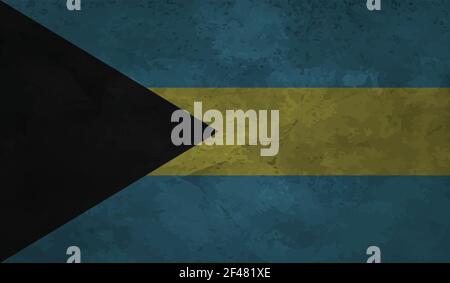 Bahamas flag with waving grunge texture. Vector background. Stock Vector