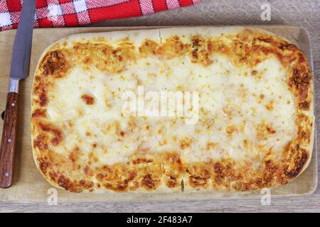 restangular cheese pizza Stock Photo