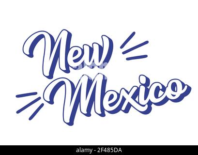 Hand sketched NEW MEXICO text. 3D vintage, retro lettering for poster, sticker, flyer, header, card, clothing, wear. Stock Vector