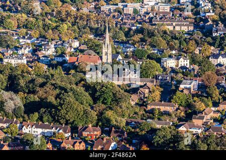 An aerial view of St Marks, Cheltenham, Gloucestershire, UK Stock Photo
