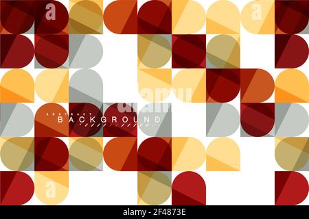 Round square geometric shapes on white, tile mosaic abstract background. Round square geometric shapes on white, tile mosaic abstract background. Vector artistic illustration for presentation, app wallpaper, banner or poster Stock Vector